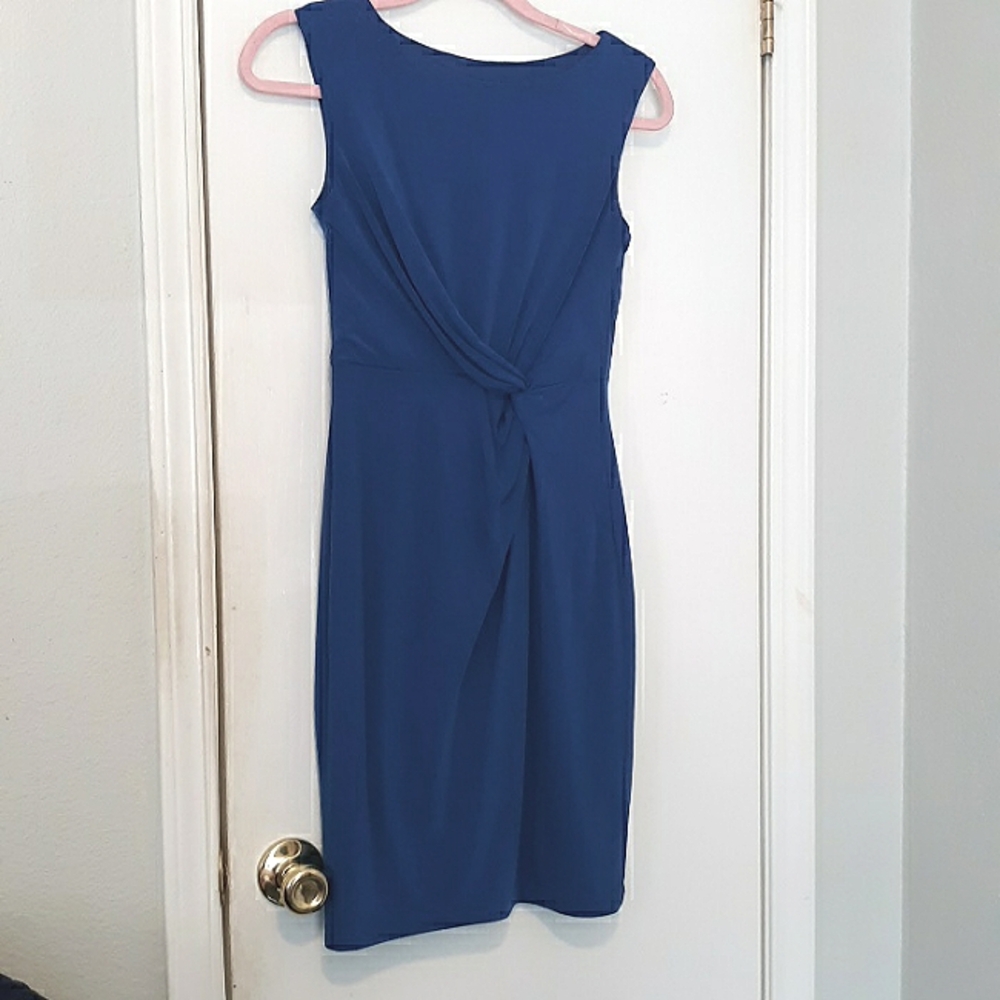 Donna Ricco NY Royal Blue Knot Front Sleeveless Classic Dress Popover Sz 4